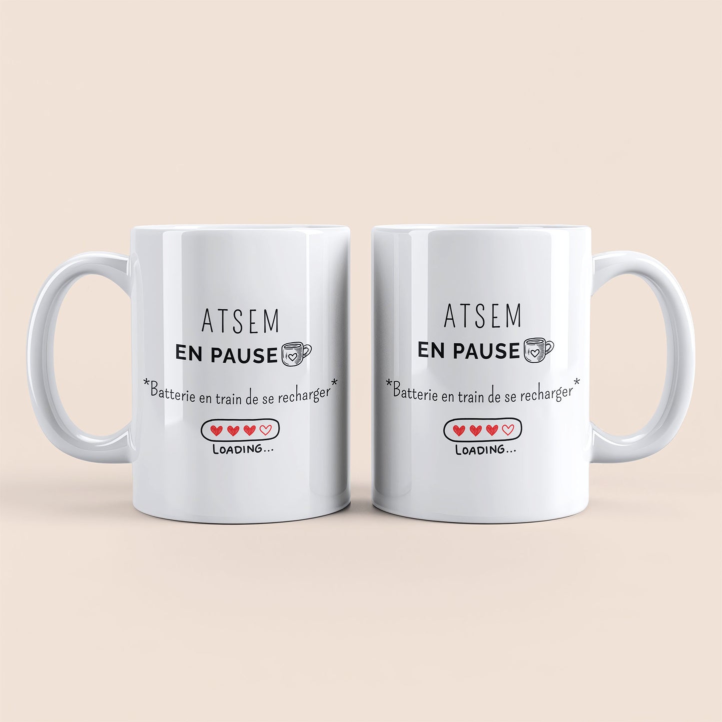Mug humour ATSEM – Tasse amusante pour recharge bien méritée