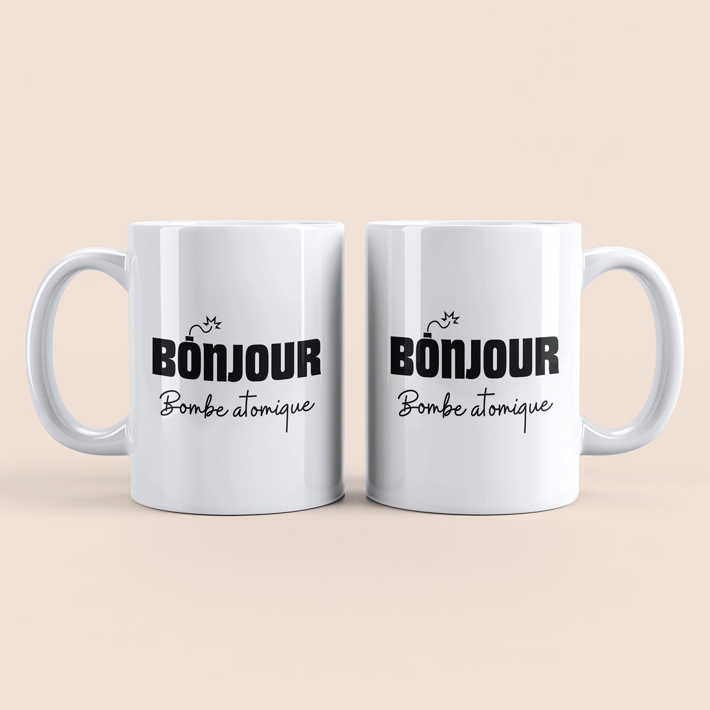 Mug humour Bonjour Bombe atomique – Tasse drôle et originale pour femme au caractère explosif