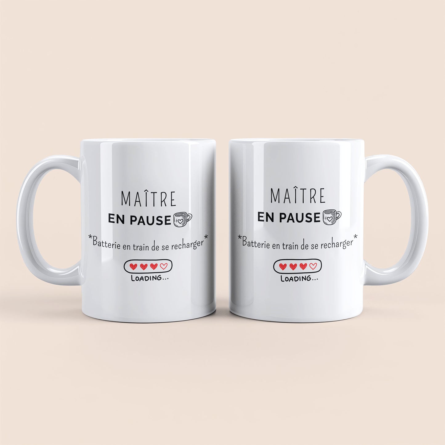 Mug humour maître – Tasse amusante avec message recharge de batterie pour enseignant