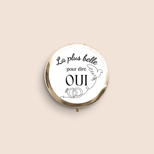 miroir de poche doré avec colombe et alliances – La plus belle pour dire OUI