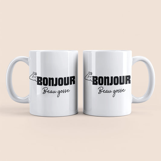 Mug humour Bonjour Beau gosse – Tasse drôle pour homme avec message décalé et amusant