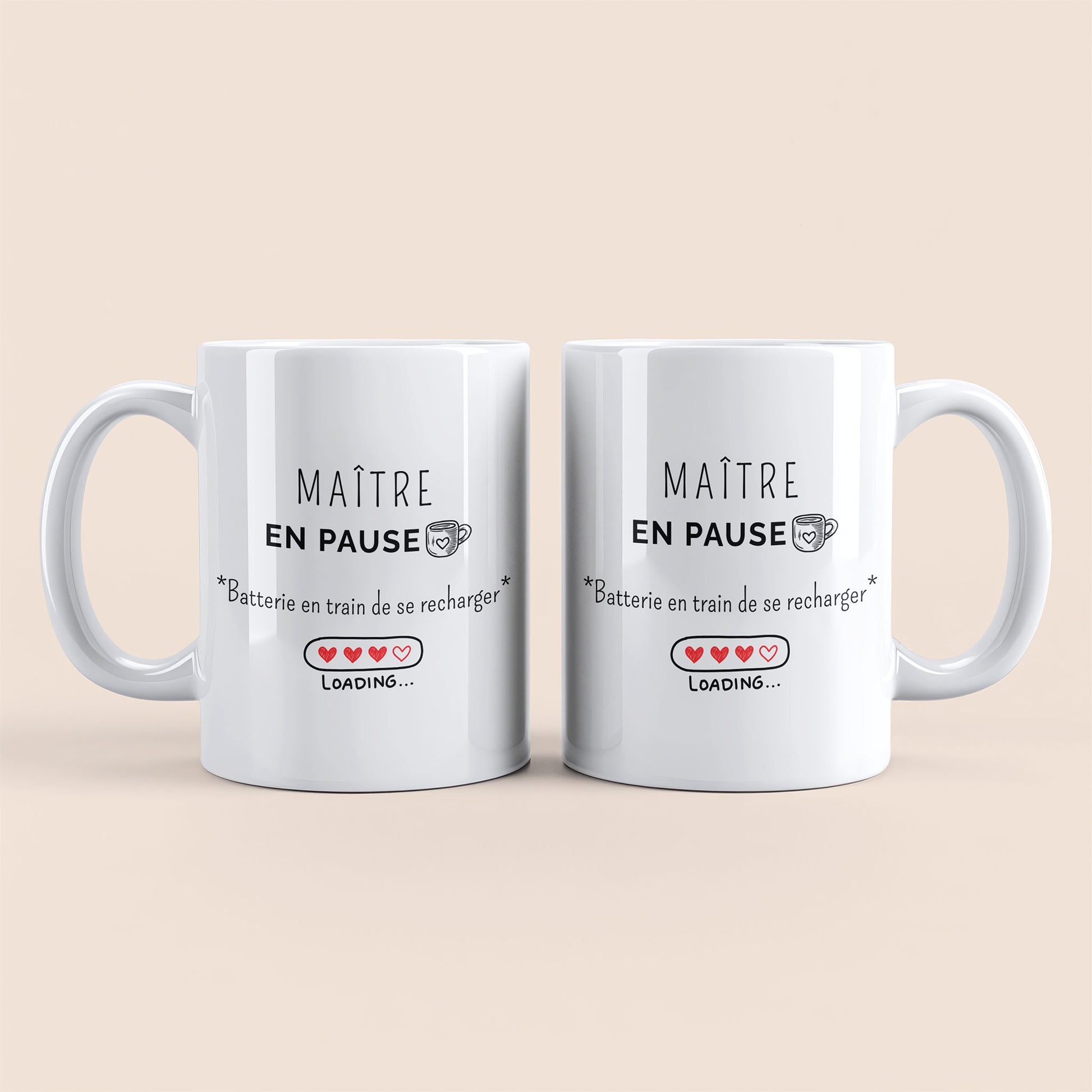 Mug humour maître – Tasse amusante avec message recharge de batterie pour enseignant